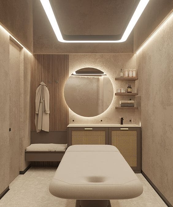 Interior design of a spa treatment room