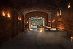 A picture of a modern spa inspired by traditional roman baths