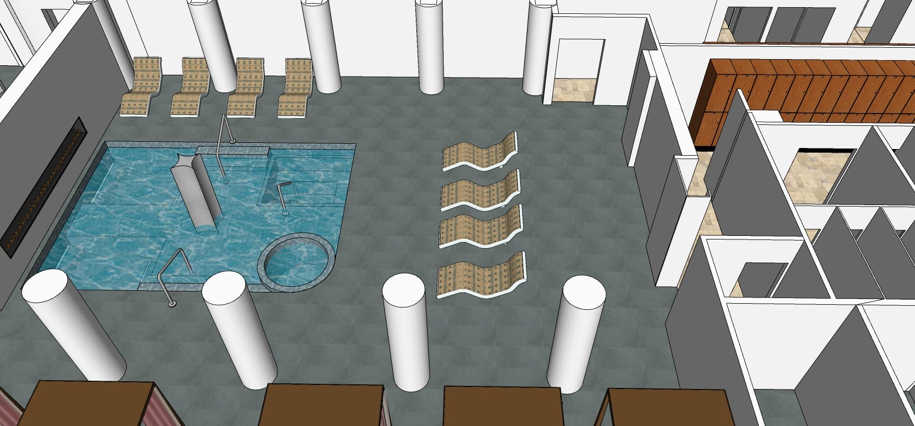 Luxury cruise spa sunken pool diagram